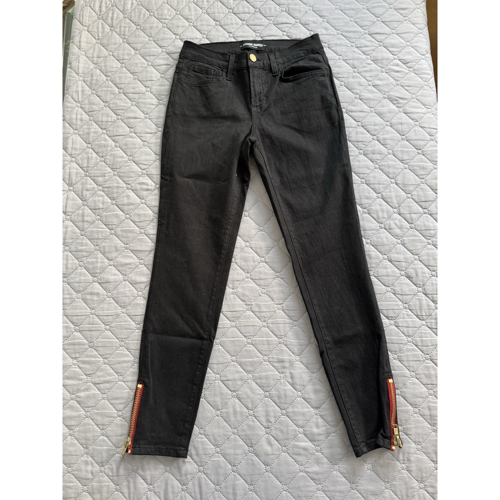 Etienne Marcel Jeans Women Size 27 Ankle Zip Black Denim‎